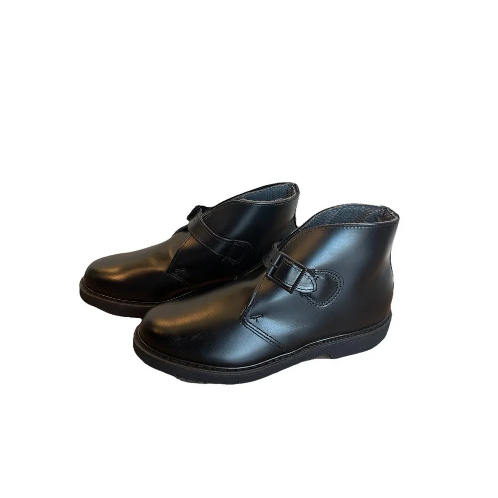 New Bates Lites MEN'S Black Buckle Leather Chukkas E00083 Size 7.5 D Boots